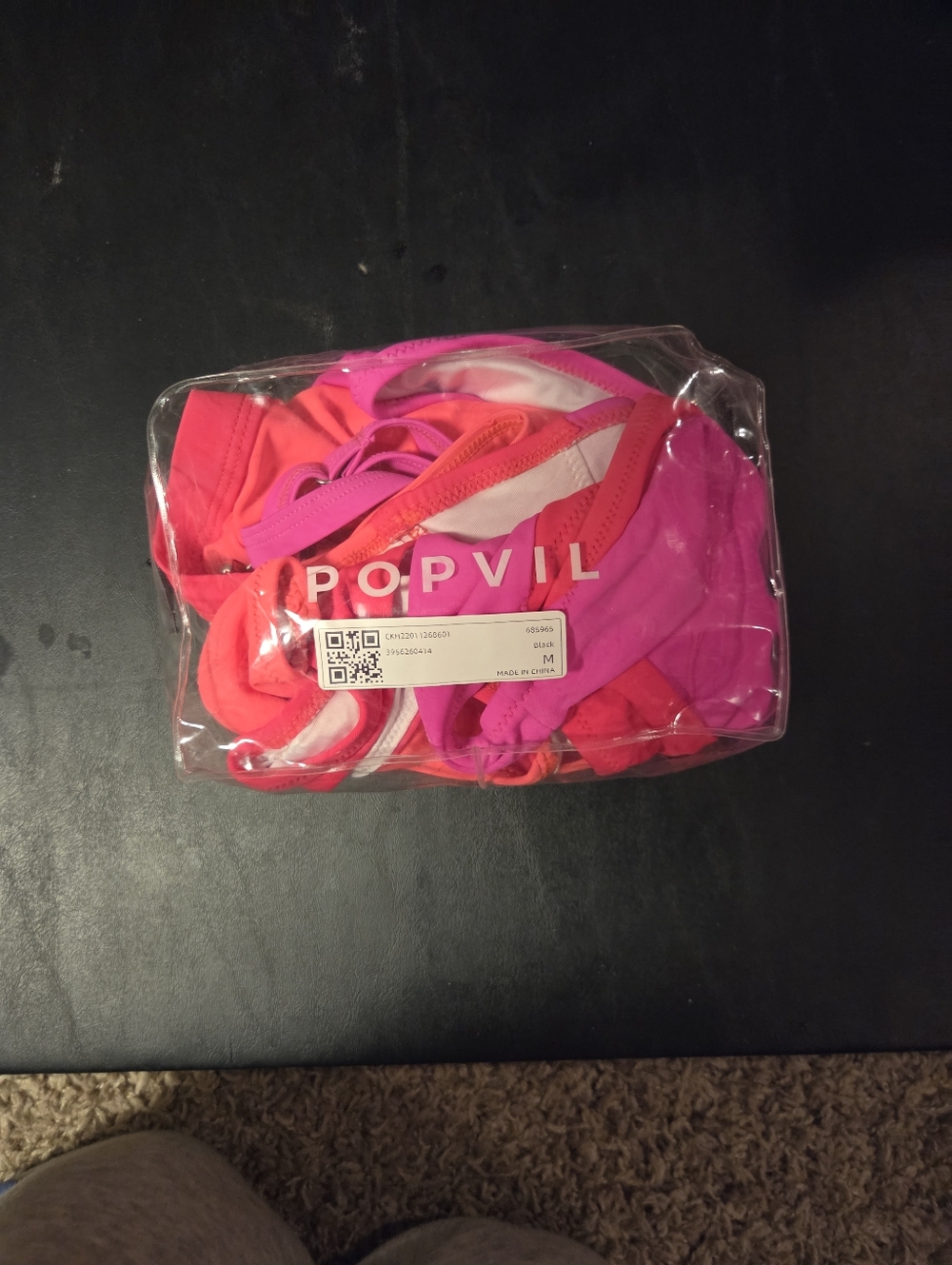 Colorblock Pink & Coral Women’s Triangle Bikini Set - Picture 6 of 7